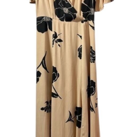 Nude/Black Floral Privacy Please Maxi Dress, Cocktails Parties Resort S - Picture 5 of 8